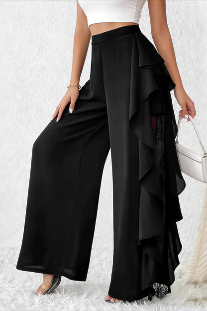 Irregular Split Lace Wide Leg Pants