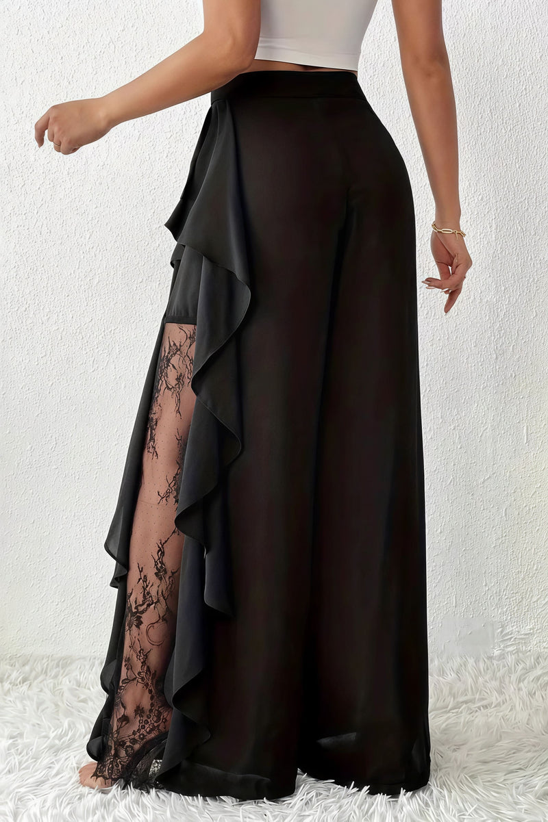 Irregular Split Lace Wide Leg Pants