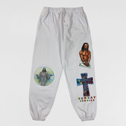 Jesus Is King 2019 AWGE White Sweatpants