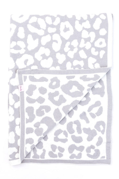 Keep You Warm Blanket Light Grey Leopard Print