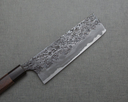 Kisuke Aogami #1 Hon-Warikomi Kurouchi Tsuchime 165mm Nakiri with Rosewood Handle