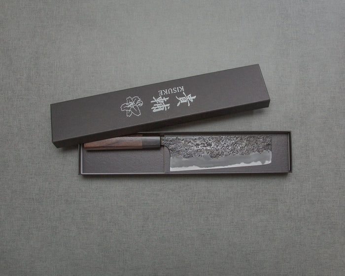 Kisuke Aogami #1 Hon-Warikomi Kurouchi Tsuchime 165mm Nakiri with Rosewood Handle