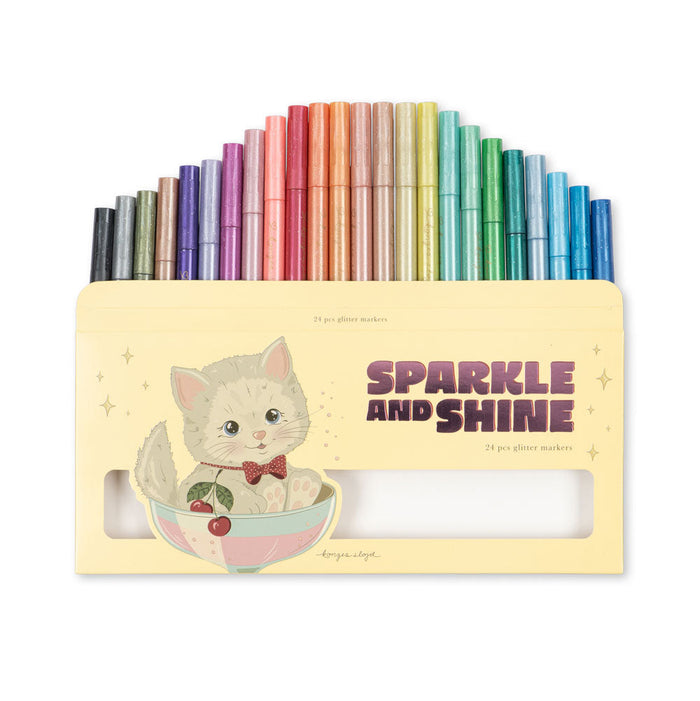 Konges Slojd – Glitter Markers – Cat (24 Pack) - Mabel & Fox