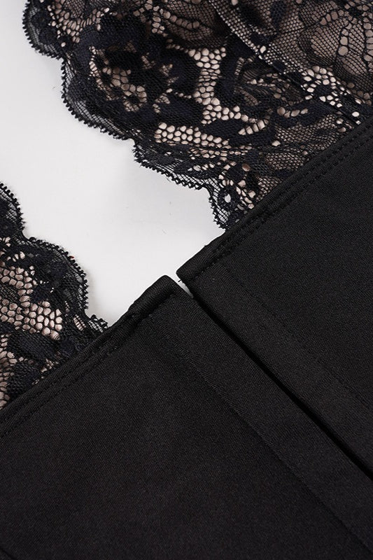 Lace Halter Slim Pant Two Piece Set