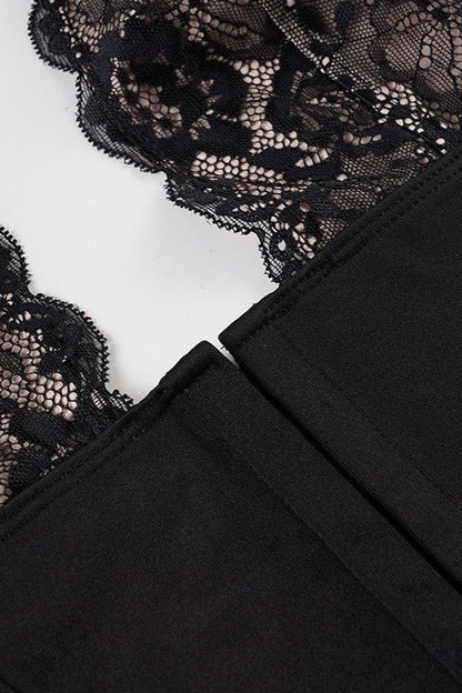 Lace Halter Slim Pant Two Piece Set