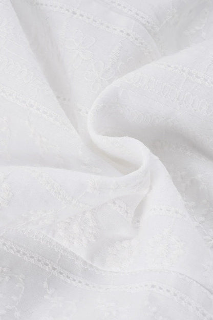 Lace Hollow Button Puff Sleeve Blouse