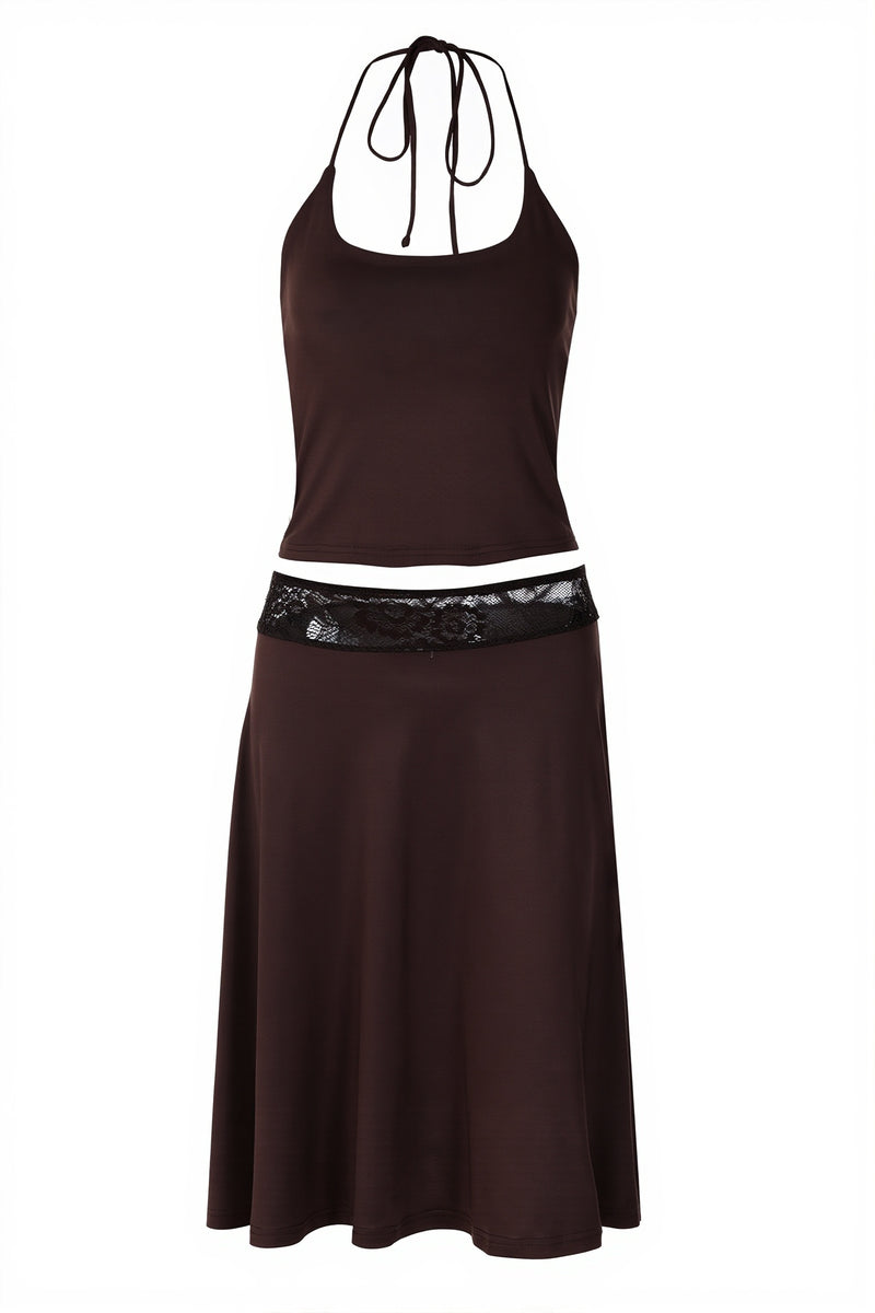 Lace Panel Cami Top Bodycon Skirt Sets
