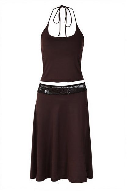 Lace Panel Cami Top Bodycon Skirt Sets