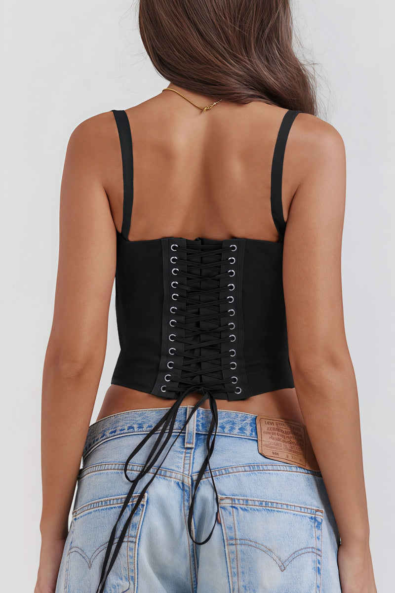 Lace Panel Tie Sexy Cami Top