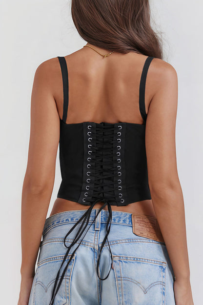 Lace Panel Tie Sexy Cami Top