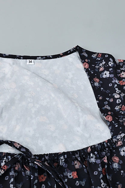 Lace Patch Floral High Waist Mini Dress