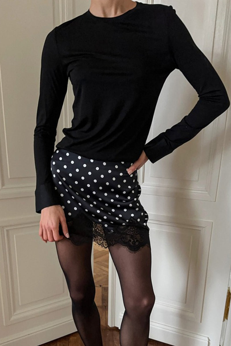 Lace Polka Dot A Line Skirt