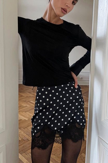 Lace Polka Dot A Line Skirt