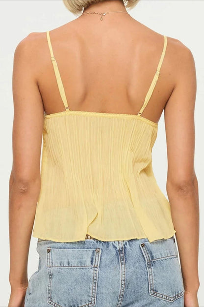 Lace Ruched Sheer Cami Top