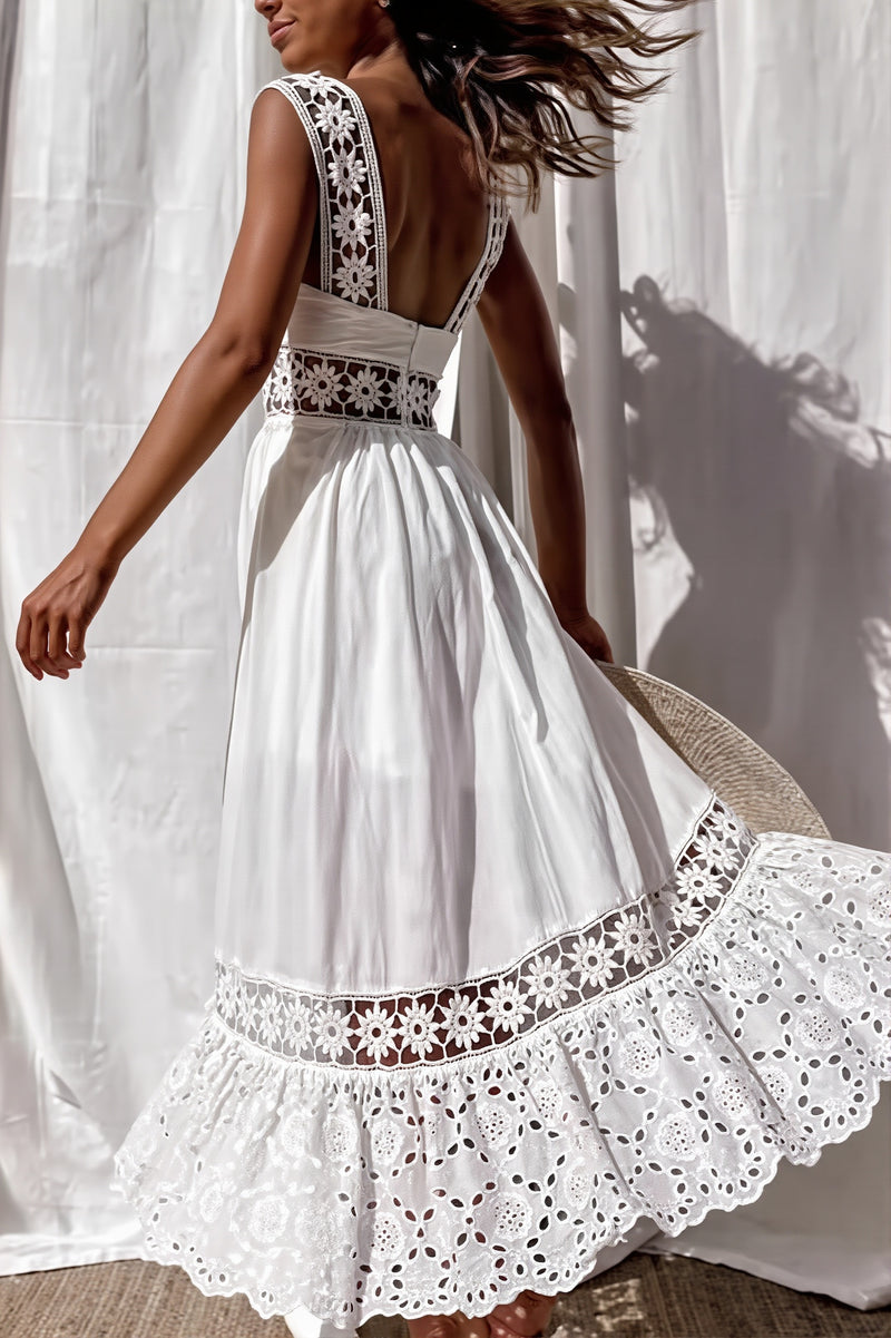 Lace Sleeveless Maxi Swing Boho Dress