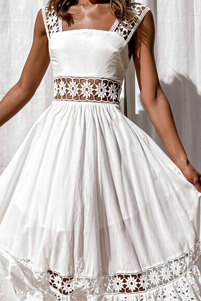 Lace Sleeveless Maxi Swing Boho Dress