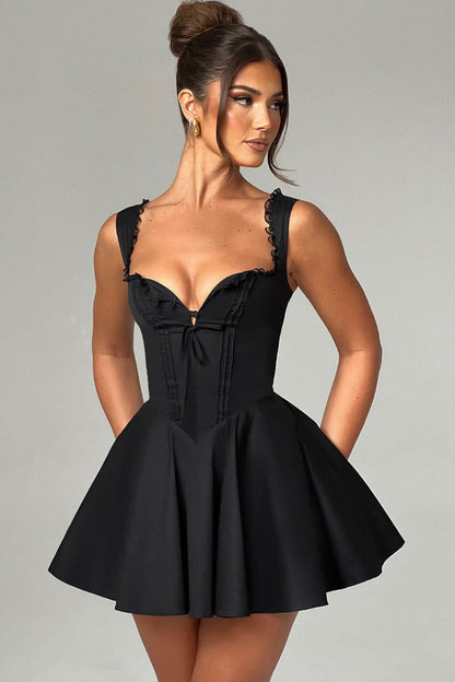 Lace Spliced Backless Mini dress