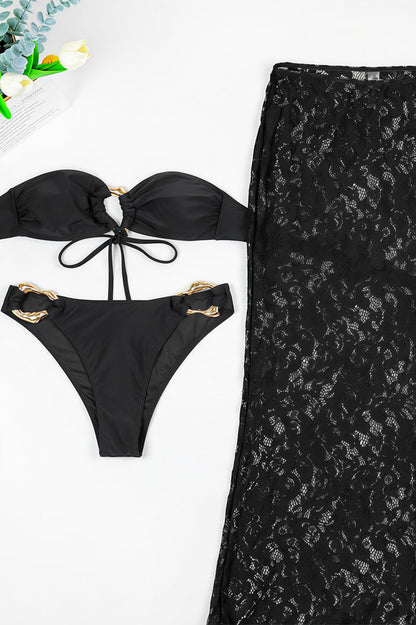 Lace Split Three Piece Swim Sets