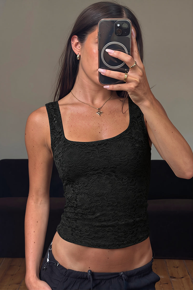 Lace Square Neck Slim Tank Top