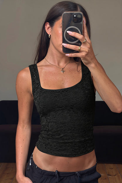 Lace Square Neck Slim Tank Top