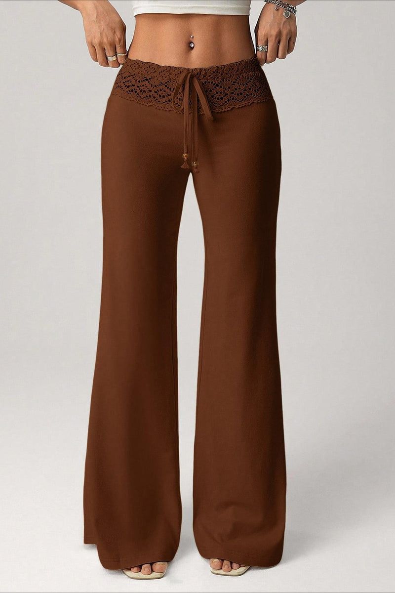 Lace Tie Low Waist Flare Pants