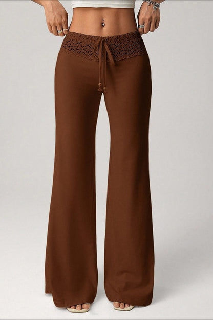 Lace Tie Low Waist Flare Pants