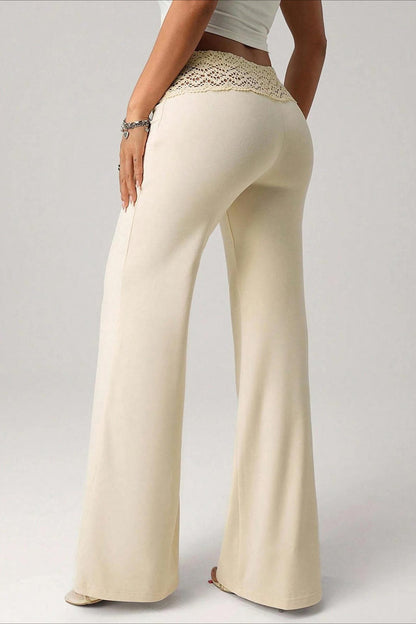 Lace Tie Low Waist Flare Pants