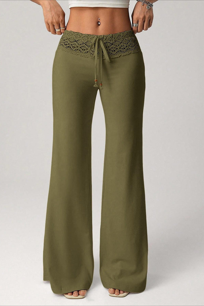 Lace Tie Low Waist Flare Pants