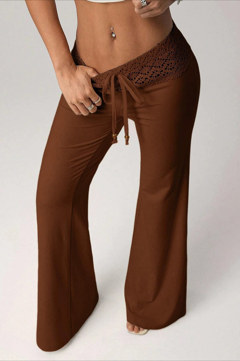 Lace Tie Low Waist Flare Pants