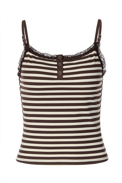 Lace Trim Slim Sleeveless Form Fitting Cami