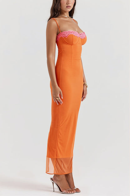 Lace Trim Wrap Cami Maxi Dress
