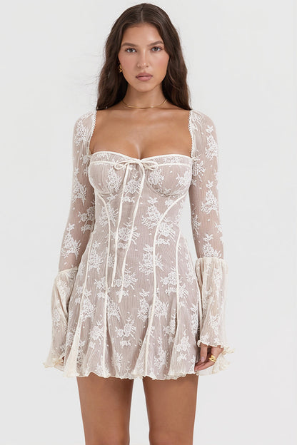 Lace Tube Flare Sleeve Sexy Mini Dress