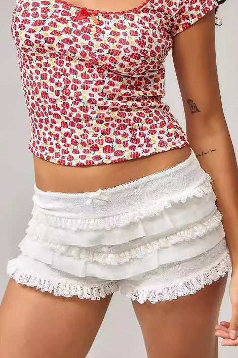 Layered Ruffle Lace Shorts