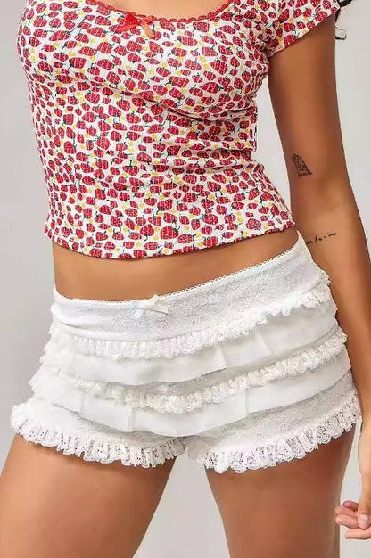 Layered Ruffle Lace Shorts