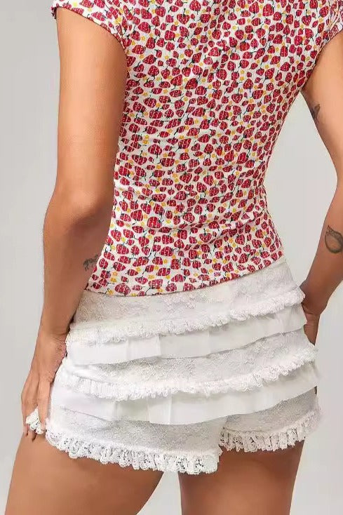Layered Ruffle Lace Shorts
