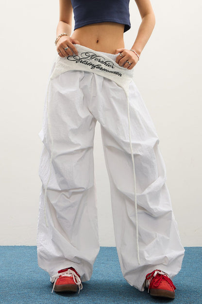 Layered Star Print Loose Cargo Pants