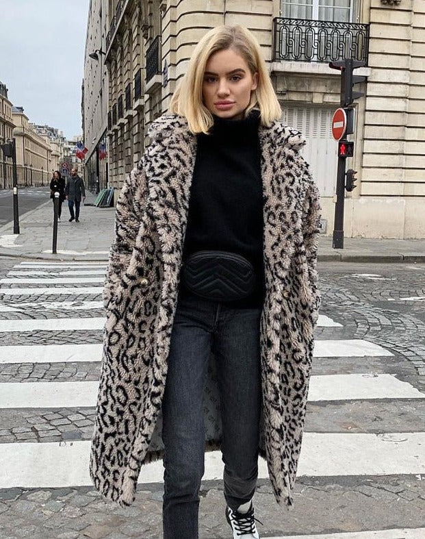 LEOPARD ECO FUR COAT