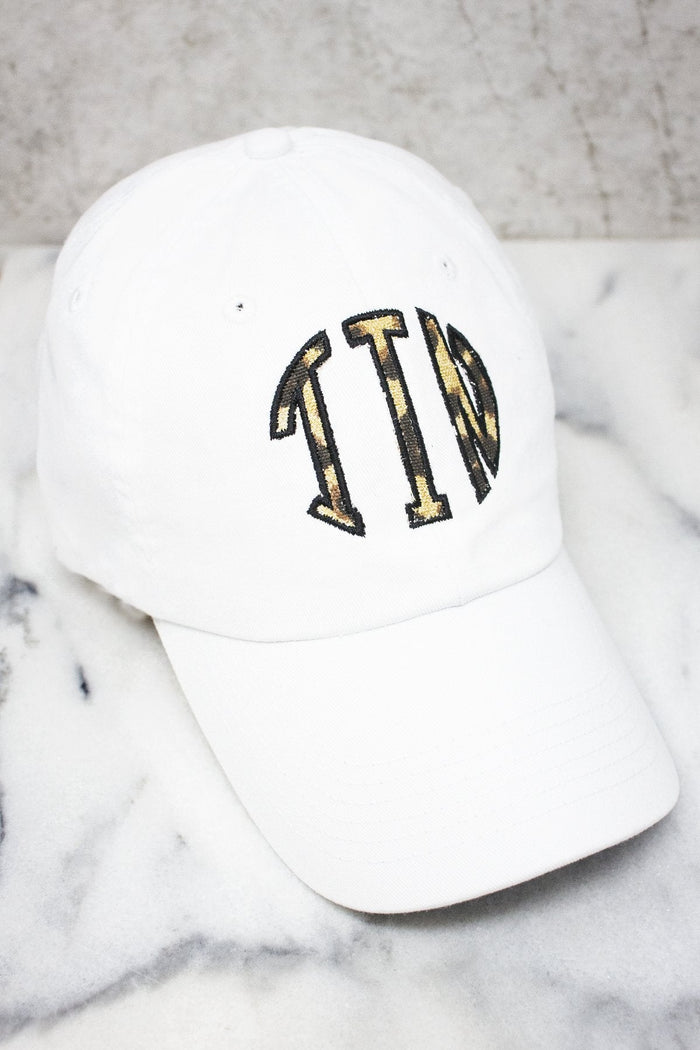 Leopard Print Monogram Applique Baseball Cap