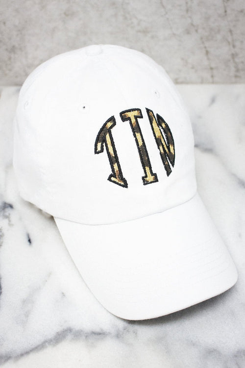 Leopard Print Monogram Applique Baseball Cap