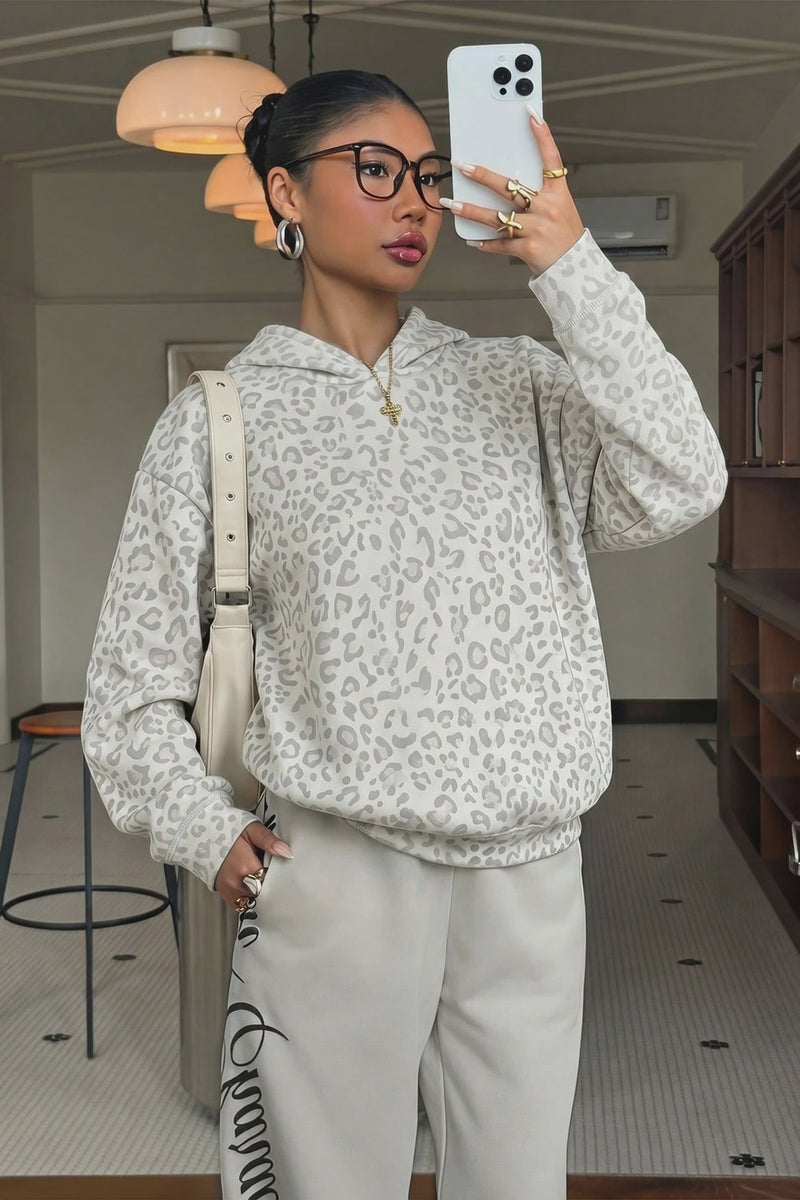 Leopard Print Pullover Street Hoodie