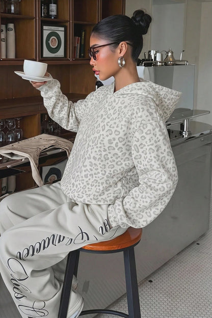 Leopard Print Pullover Street Hoodie