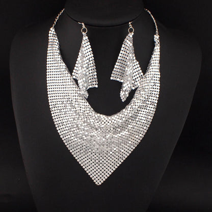 Leopard Print Sequin Triangle Scarf NeckLace