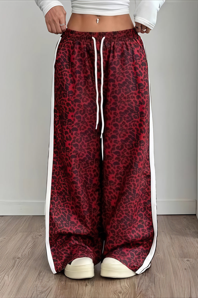 Leopard Print Spliced Casual Pants