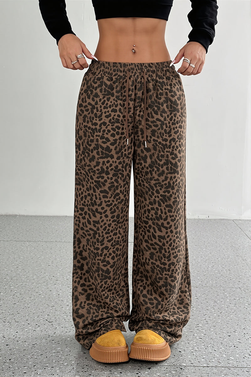 Leopard Print Wide Leg Pants