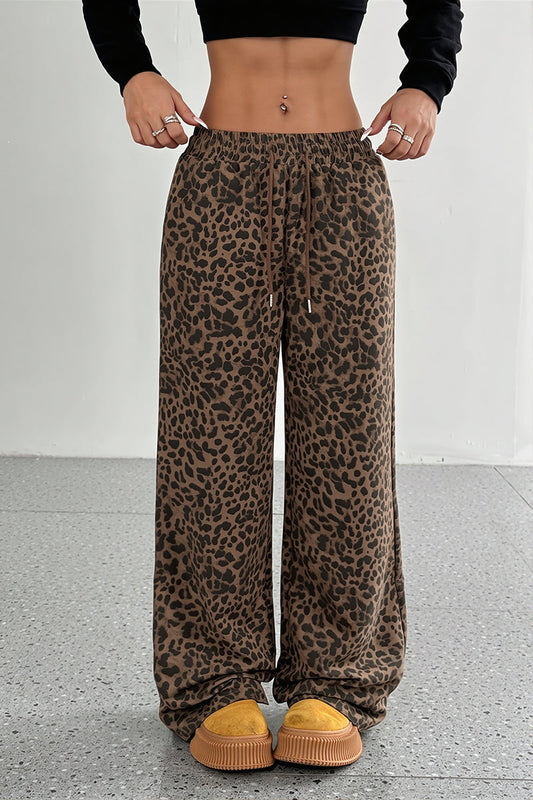 Leopard Print Wide Leg Pants
