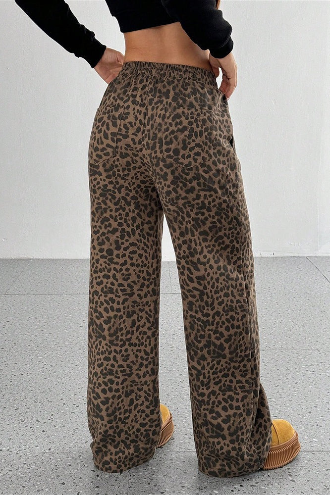 Leopard Print Wide Leg Pants