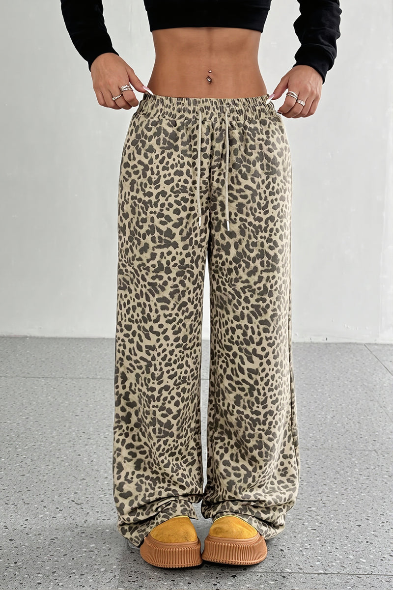 Leopard Print Wide Leg Pants