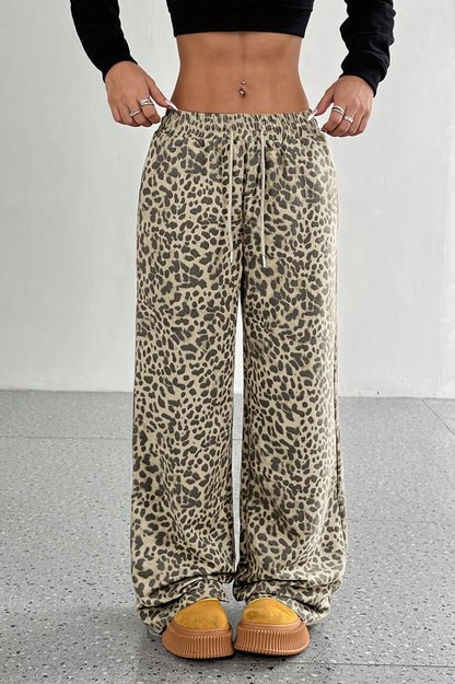 Leopard Print Wide Leg Pants