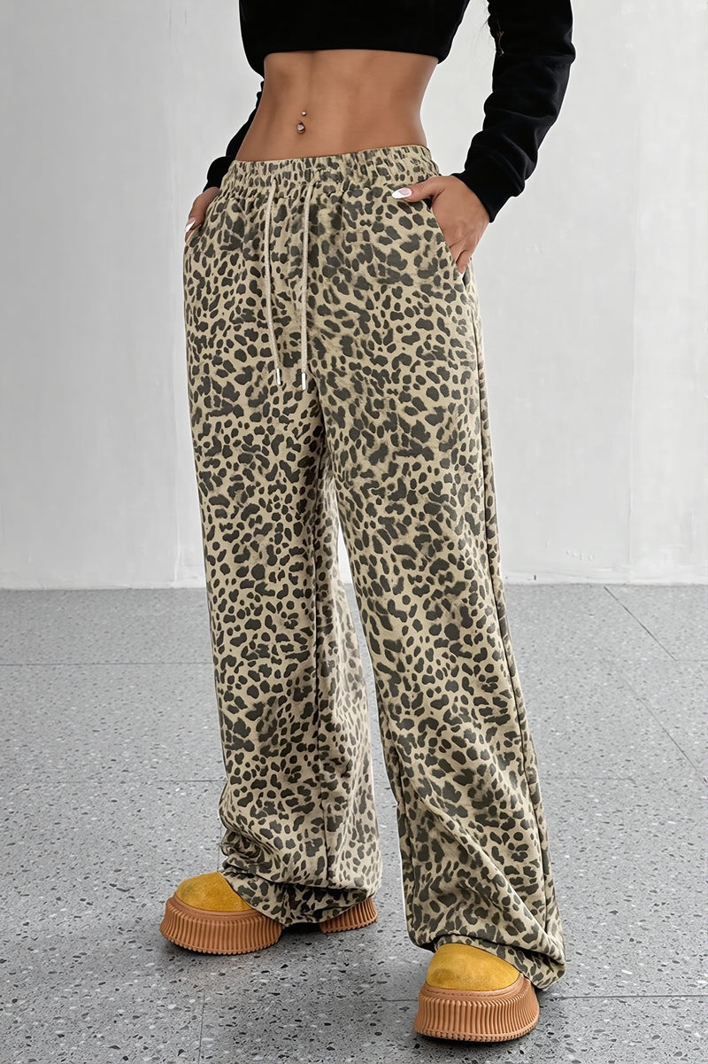 Leopard Print Wide Leg Pants
