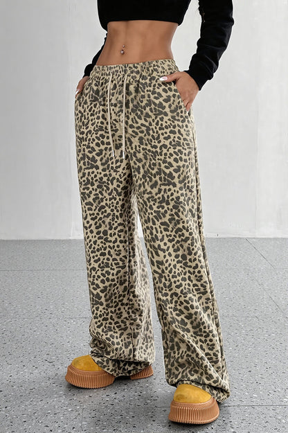 Leopard Print Wide Leg Pants